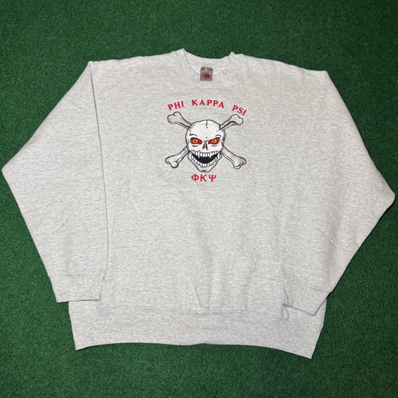 90s Phi Kappa Psi Fraternity Skull Crewneck Sweatshirt Jefferson College Frat